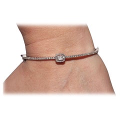 New Made  18k Gold Natural Brilliant And Baguette Cut Diamond Bangle Bracelet