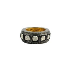 Pave Diamond Wedding Band 925 Silver Rosecut Diamond Band Ring For Wedding.