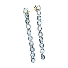 Pave Diamond Long Earring 925 Silver Polki Diamond Anniversary Earring Gift.