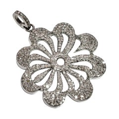Diamond Flower Pendant 925 Sterling Silver Natural Diamond Jewelry Flower Shape.