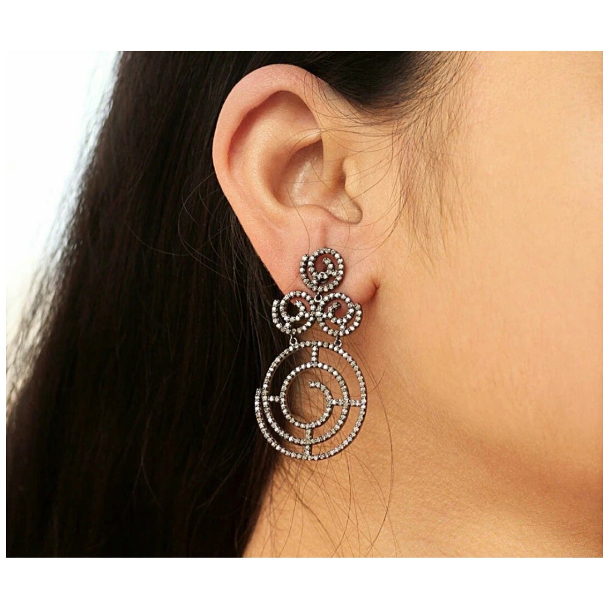 Swirl Design Pave Diamond Earring 925 Silver Fashion Diamond Earring Gift.