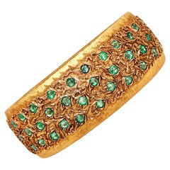 Vintage Buccellati Emerald & Diamond Macri Bangle Bracelet