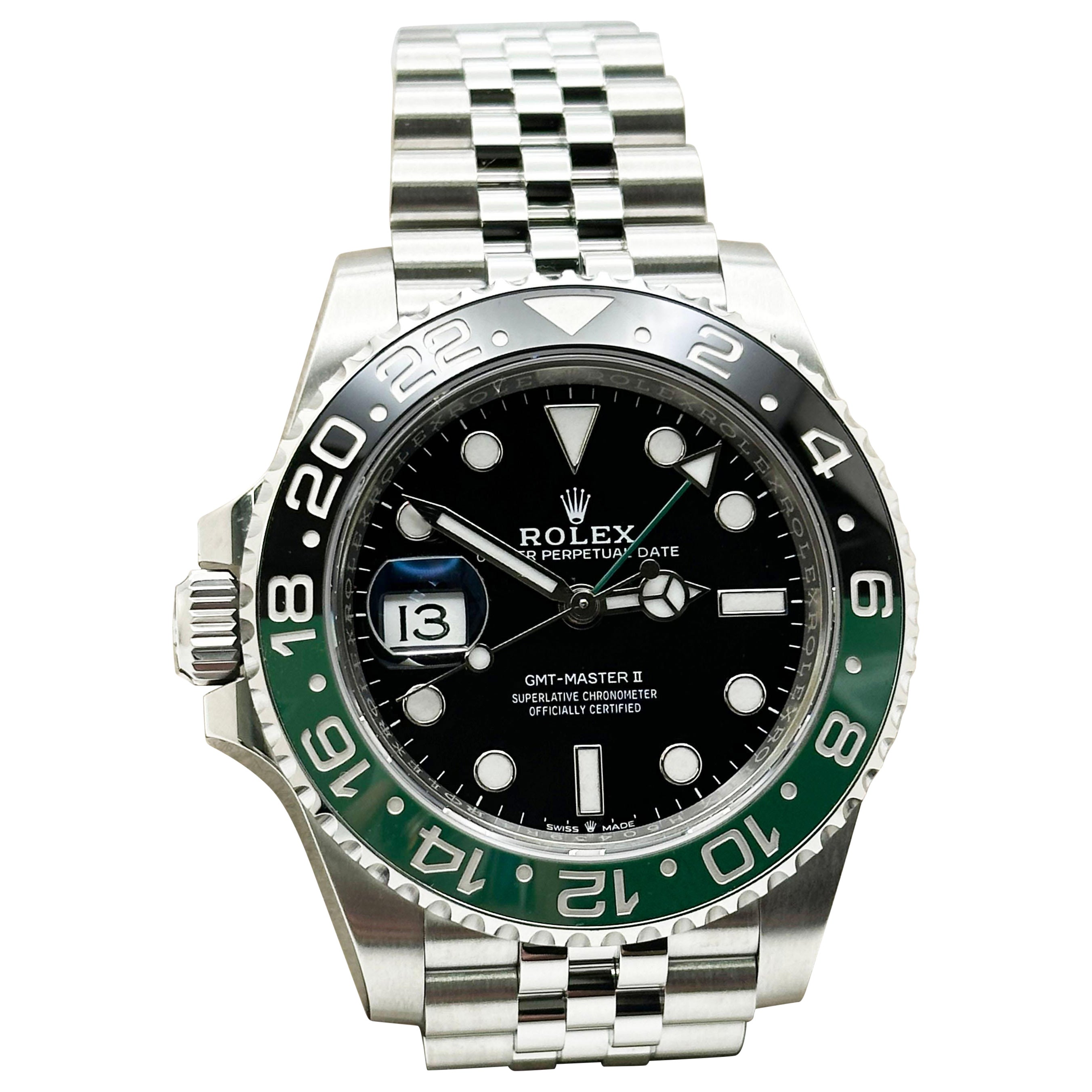 Rolex GMT Master II Sprite 126720VTNR Green Black Jubilee Stainless Box Paper