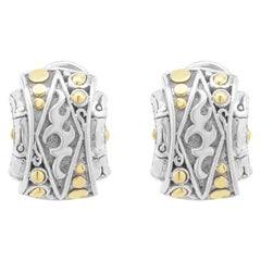 John Hardy Sterling Silver & 18 Karat Yellow Gold Earrings