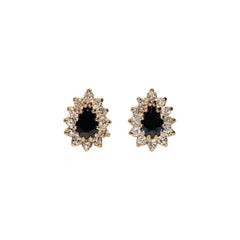 Vintage Circa 1980s 14k Gold Natural Diamond And Sapphire Decorated Earring