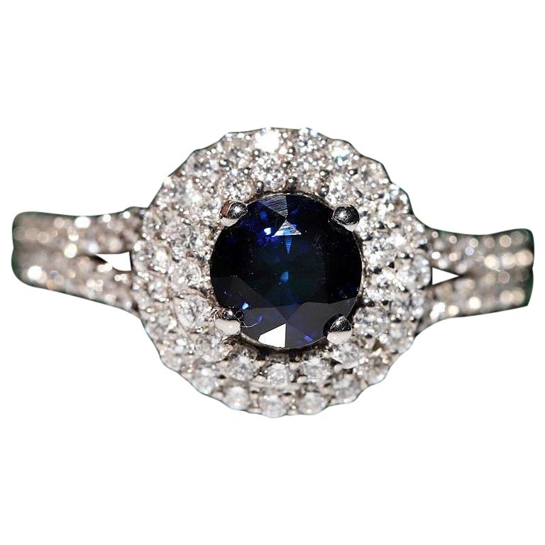 18k White Gold Natural Diamond And Sapphire Decorated Ring