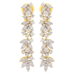1.86 Carat SI Clarity HI Color Diamond Fine Dangle Earrings 14 Karat Yellow Gold