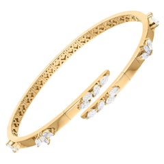 1.23 Carat SI/H Marquise Diamond Wrap Bangle Bracelet 18k Yellow Gold Jewelry