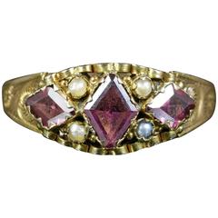 Antique Georgian Garnet Pearl Ring Dated 1791