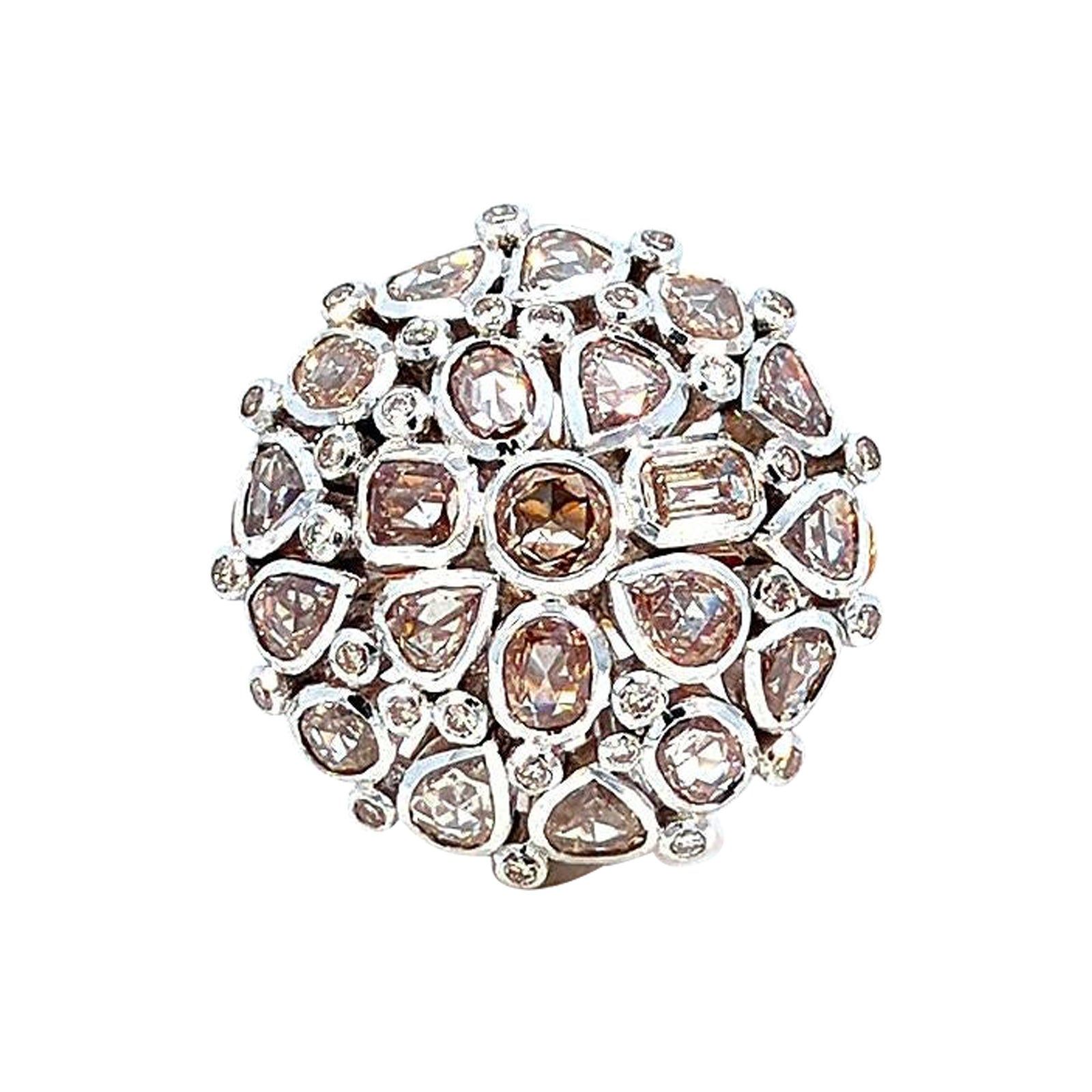 5.35 Carat Diamond Cluster 18K Gold Ring