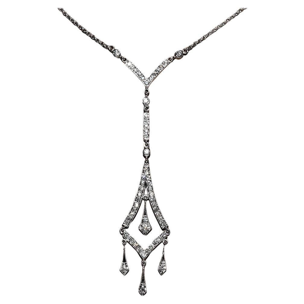 Vintage Circa 1990s 18k Gold Natural Diamond Decorated Necklace
