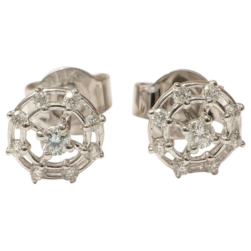 Pendientes de oro macizo de 14k con diamantes en forma de rueda para niños en venta