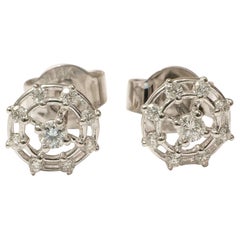 Pendientes de oro macizo de 14k con diamantes en forma de rueda para niños