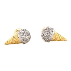 Orecchini con diamanti a cono per bambini in oro massiccio 14k (certificati)