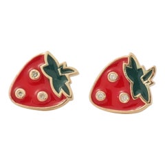 Strawberry Diamond Kids Studs in 14k Solid Gold (Certified)