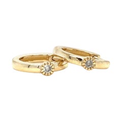 Diamond Sunburst Huggie Kids Earrings in 14K Solid Gold (Certified)