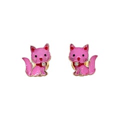 Orecchini con diamante Kitty in oro massiccio 14k (certificati)