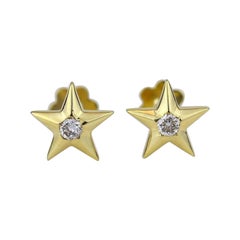 Orecchini con diamanti stellati per bambini in oro massiccio 14K (certificati)