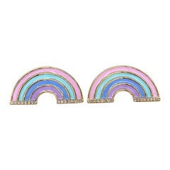 Boucles d'oreilles enfants Rainbow Diamonds en or massif 14K (certifié)