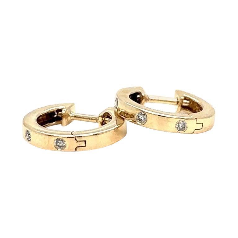 Diamond Huggie Hoop Kids Earrings in 14k Solid Gold (Certified)
