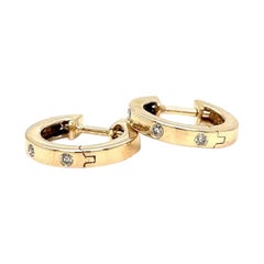 Diamond Huggie Hoop Kids Earrings in 14k Solid Gold (Certified)