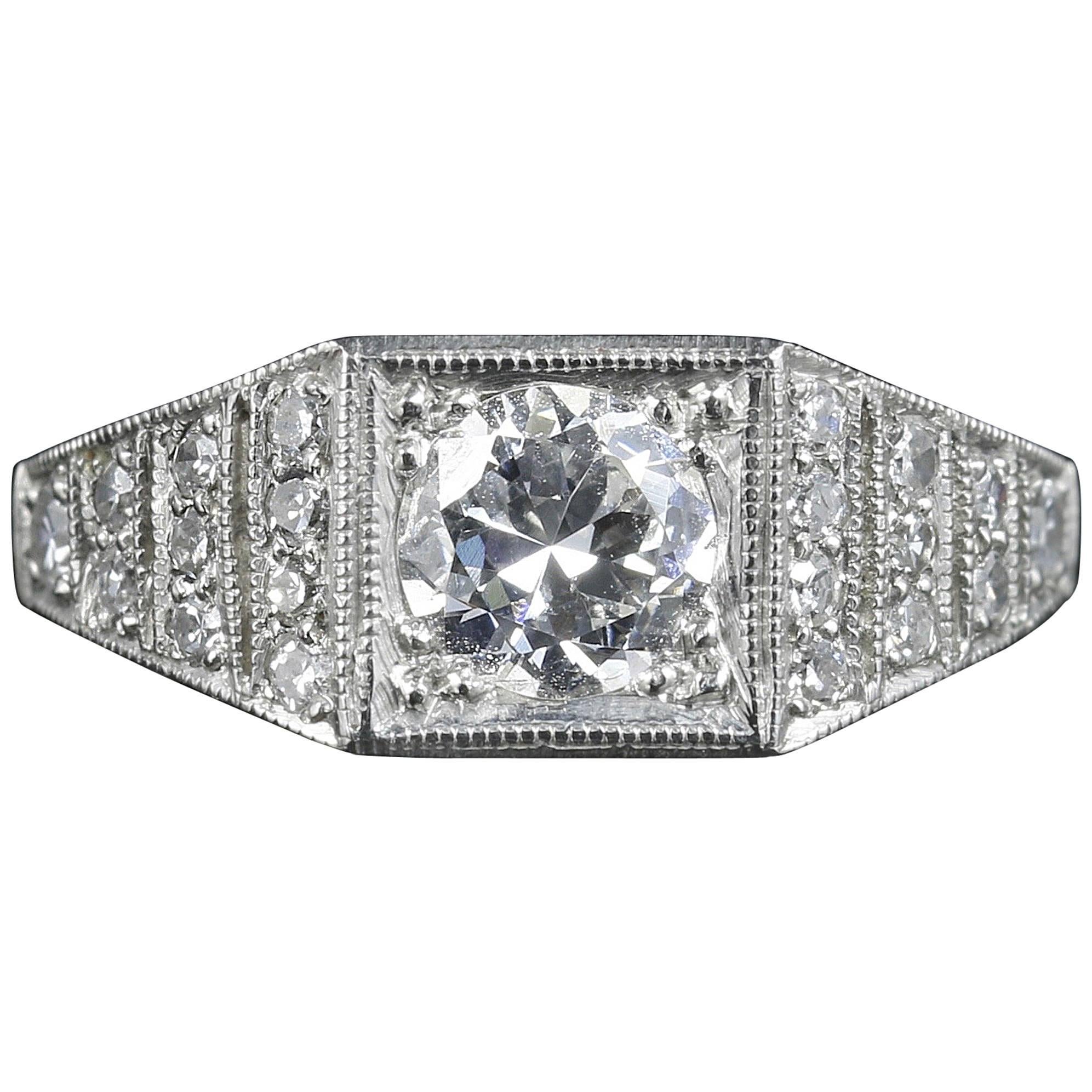 Antique Art Deco Diamond Engagement Ring Platinum, circa 1920