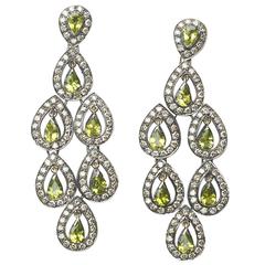 Peridot Diamond Silver Gold Earrings 2
