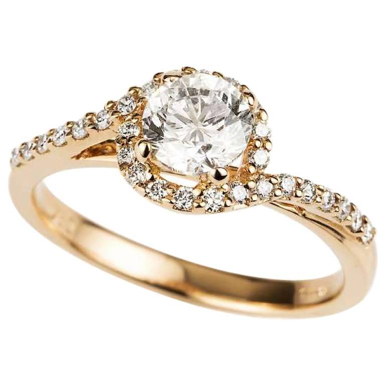 Rose Gold Diamond Ring 0.71 Carat