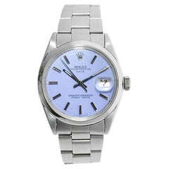 Rolex Steel Oyster Perpetual Date With Custom Lavender Dial Circa 1970's