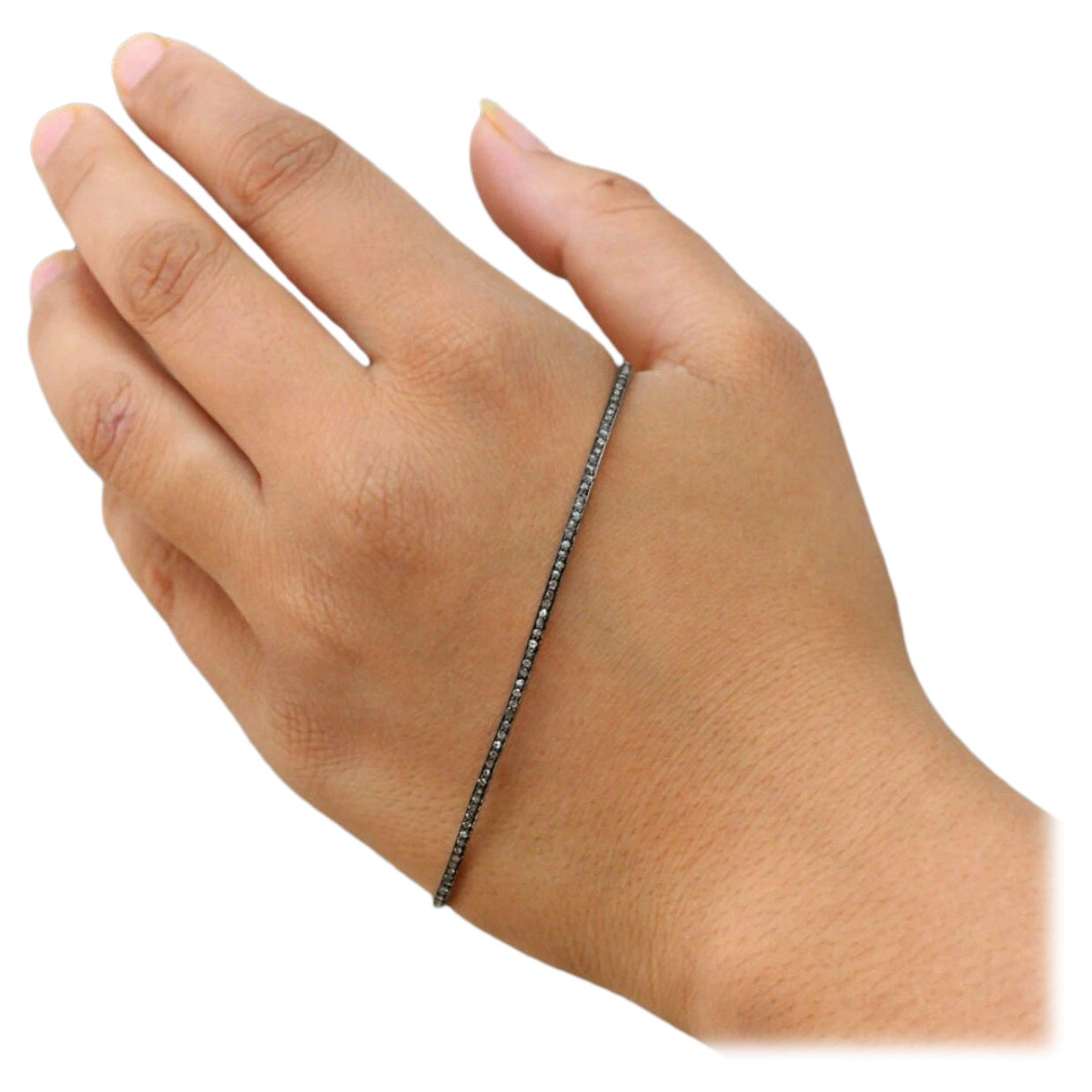 Pave Diamond Palm Bracelet 925 Silver Handmade Modern Jewelry For Christmas.