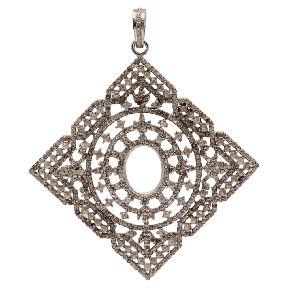 Diamond Handmade Pendant Charm 925 Silver Pave Diamond Antique Pendant Gift.