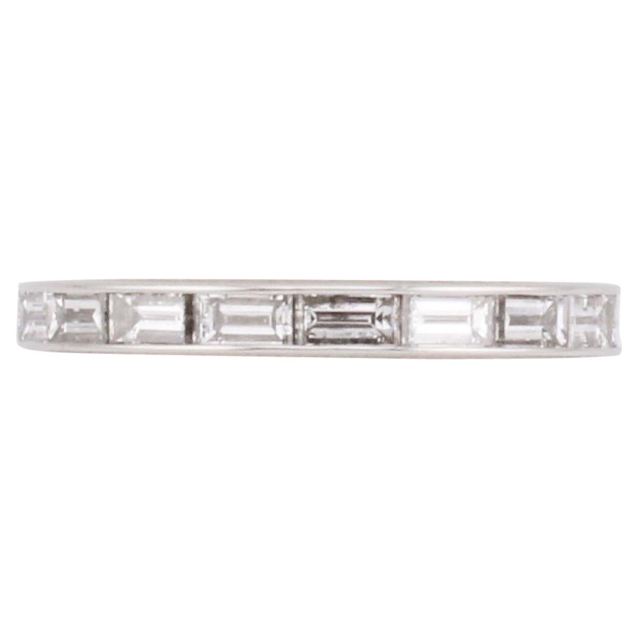 Harry Winston Baguette Diamond Platinum Eternity Band Ring Size 4.75