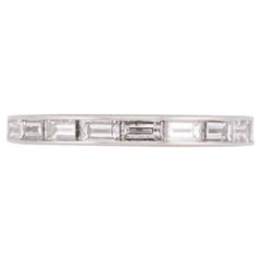 Harry Winston Baguette Diamond Platinum Eternity Band Ring Size 4.75