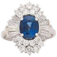 2 Carat Sapphire Diamond White Gold Cocktail Ring 10