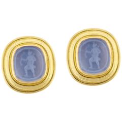 Elizabeth Locke "Pan" Venetian Glass Intaglio Earrings