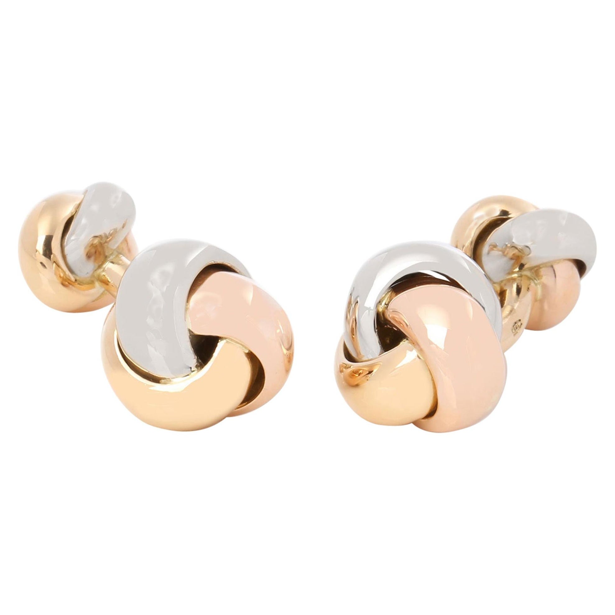 Cartier 18ct White Gold, 18ct Yellow Gold and 18ct Rose Gold Trinity Cufflinks