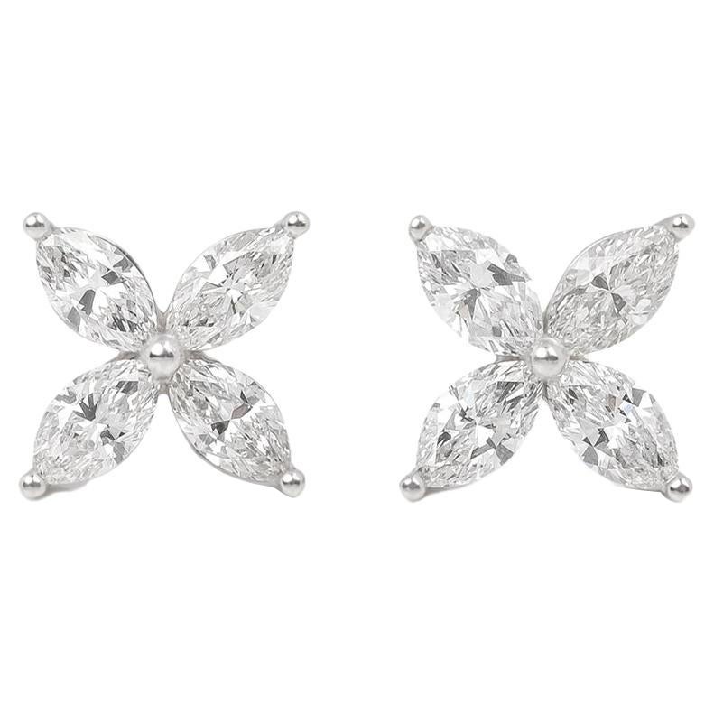 Tiffany & Co. Marquise Cut Diamond Platinum Medium Victoria Earrings in vendita