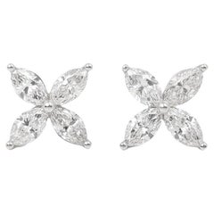 Tiffany & Co. Marquise Cut Diamond Platinum Medium Victoria Earrings