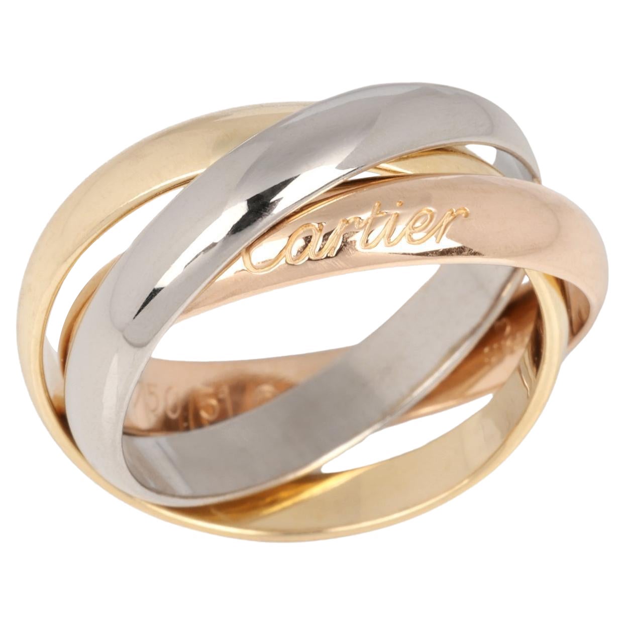 Cartier 18ct White Gold, 18ct Yellow Gold And 18ct Rose Gold Medium Trinity Ring