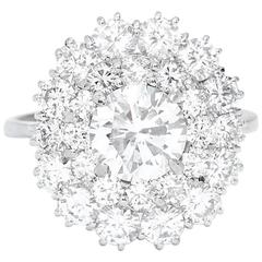 Round Brilliant Cut Cluster Diamond White Gold Ring 7