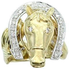 Diamond Yellow Gold Horseshoe Ring 