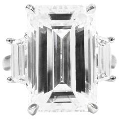 Impressive GIA Certified 10.38 Carat Emerald Cut Diamond Platinum Ring