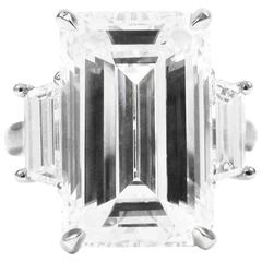 Impressive GIA Certified 10.38 Carat Emerald Cut Diamond Platinum Ring 6