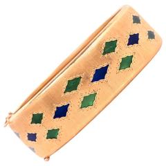 M. Buccellati Plique-a-Jour Enamel Gold Bangle Bracelet 7