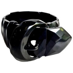 Victorian Antique buckle Whitby Jet bracelet, collectible, expandable circa 1880