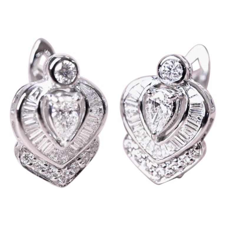 1.49 Carats Mixed Shape  Diamonds 18K Gold Earrings