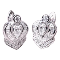 1.49 Carats Mixed Shape  Diamonds 18K Gold Earrings