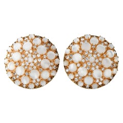 Pasquale Bruni 18K Rose Gold 1.85ct Diamond & Mother of Pearl Clip-On Earrings