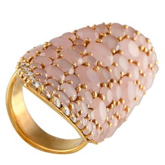 Pasquale Bruni Bague Lakshmi Gardens en or jaune 18 carats 0,78 ct de diamant et quartz rose