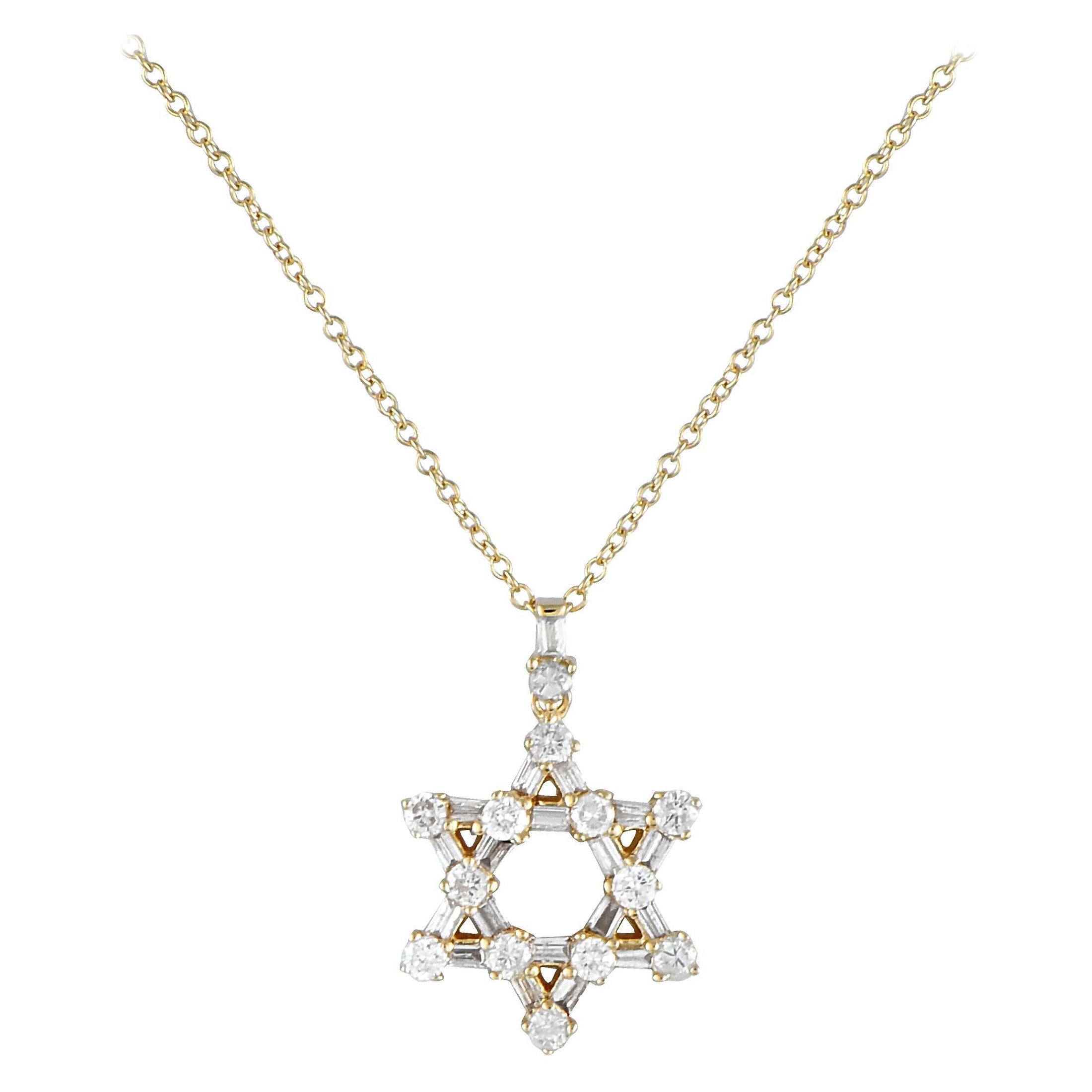 14K Yellow Gold 0.50ct Diamond Star of David Necklace